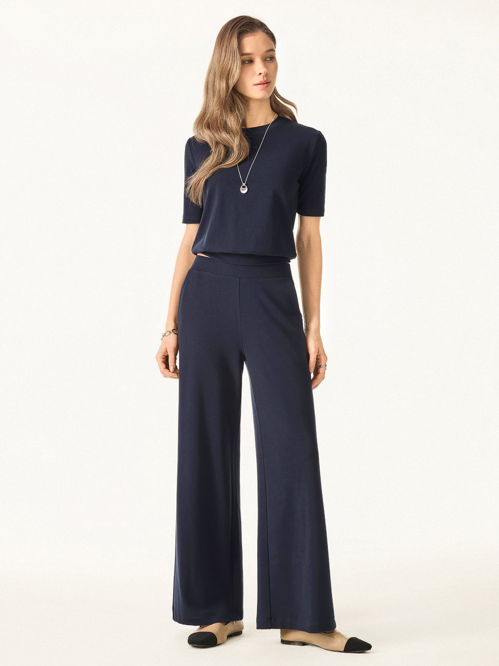 OGLmove Lyocell Wool Mid Rise Wide Leg Pull-on Pants