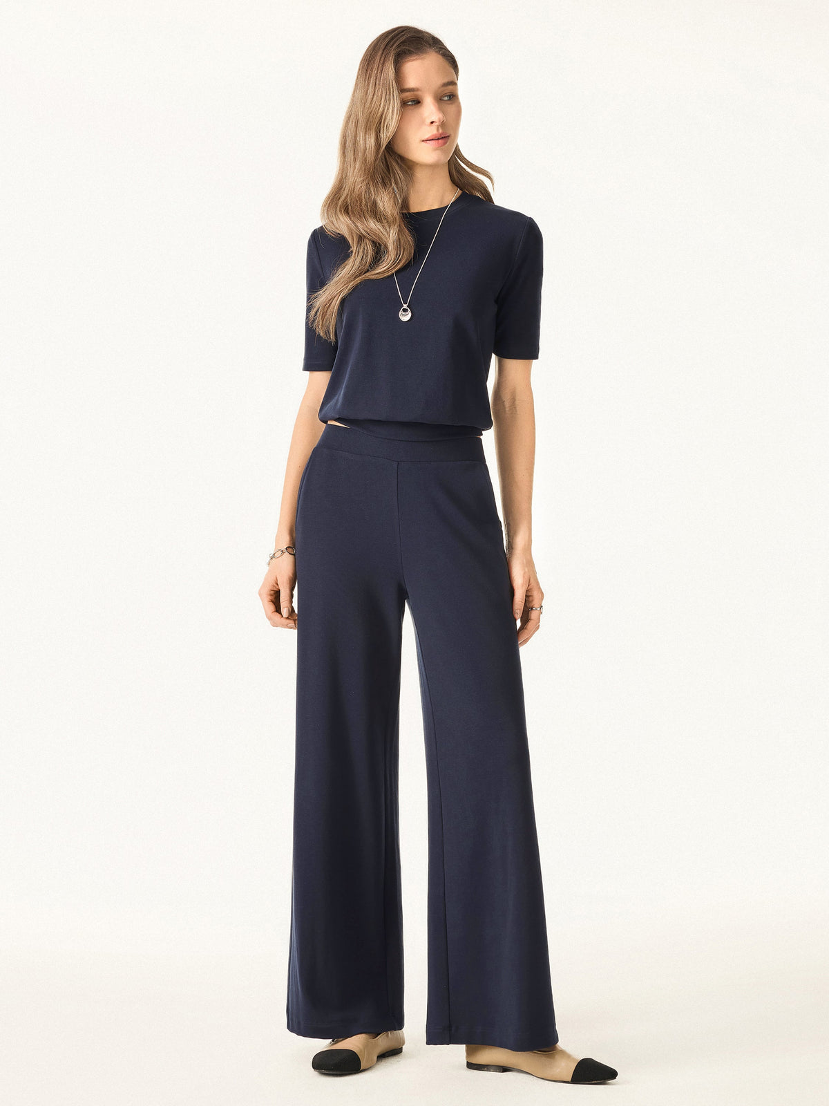 OGLmove Lyocell Wool Mid Rise Wide Leg Pull-on Pants