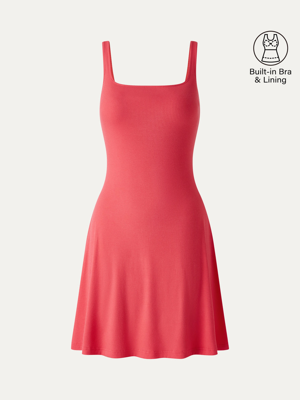 OGLmove Women's CoolTouch Square Neck Sleeveless Bra Mini Dress