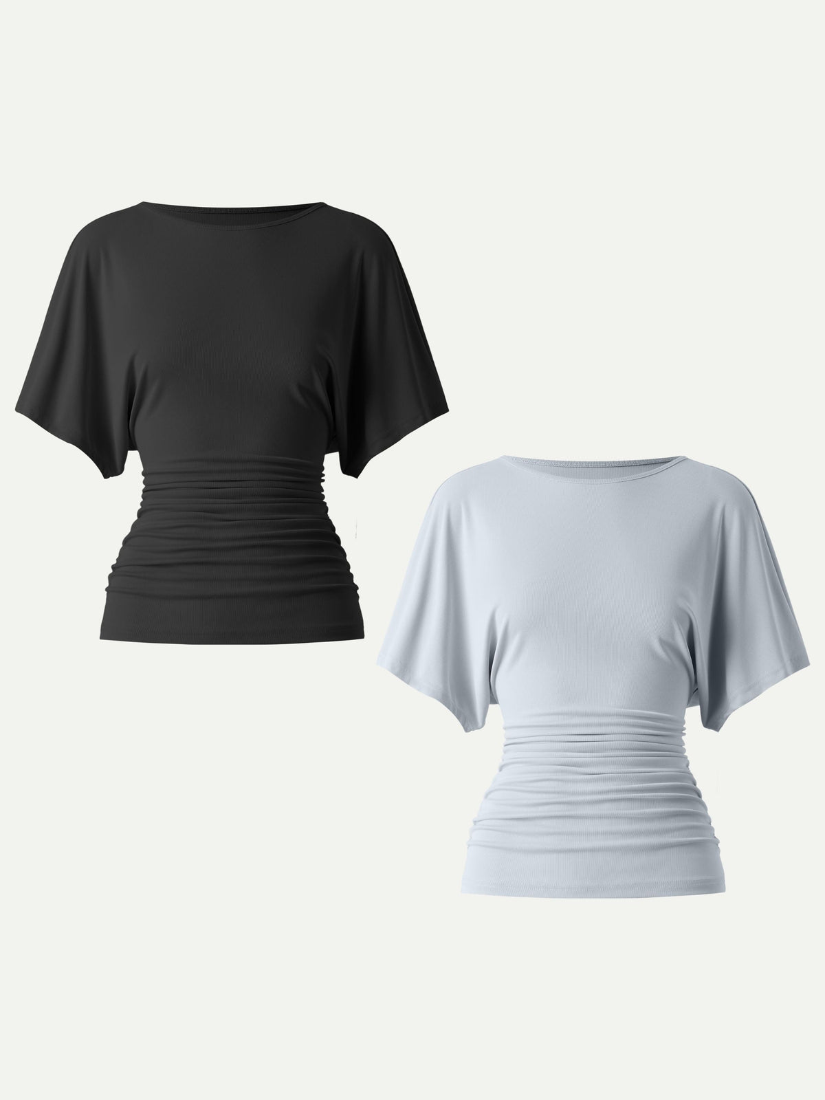 OGLmove Women's Effortless Boatneck Batwing Sleeve Side Ruched Top