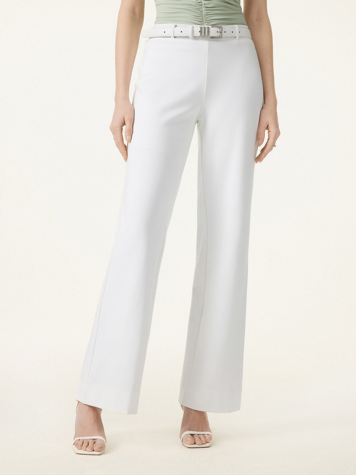 OGLmove Women's Not-See-Thru Drapey Mid Rise Wide Leg Pull-On Pants with Pockets