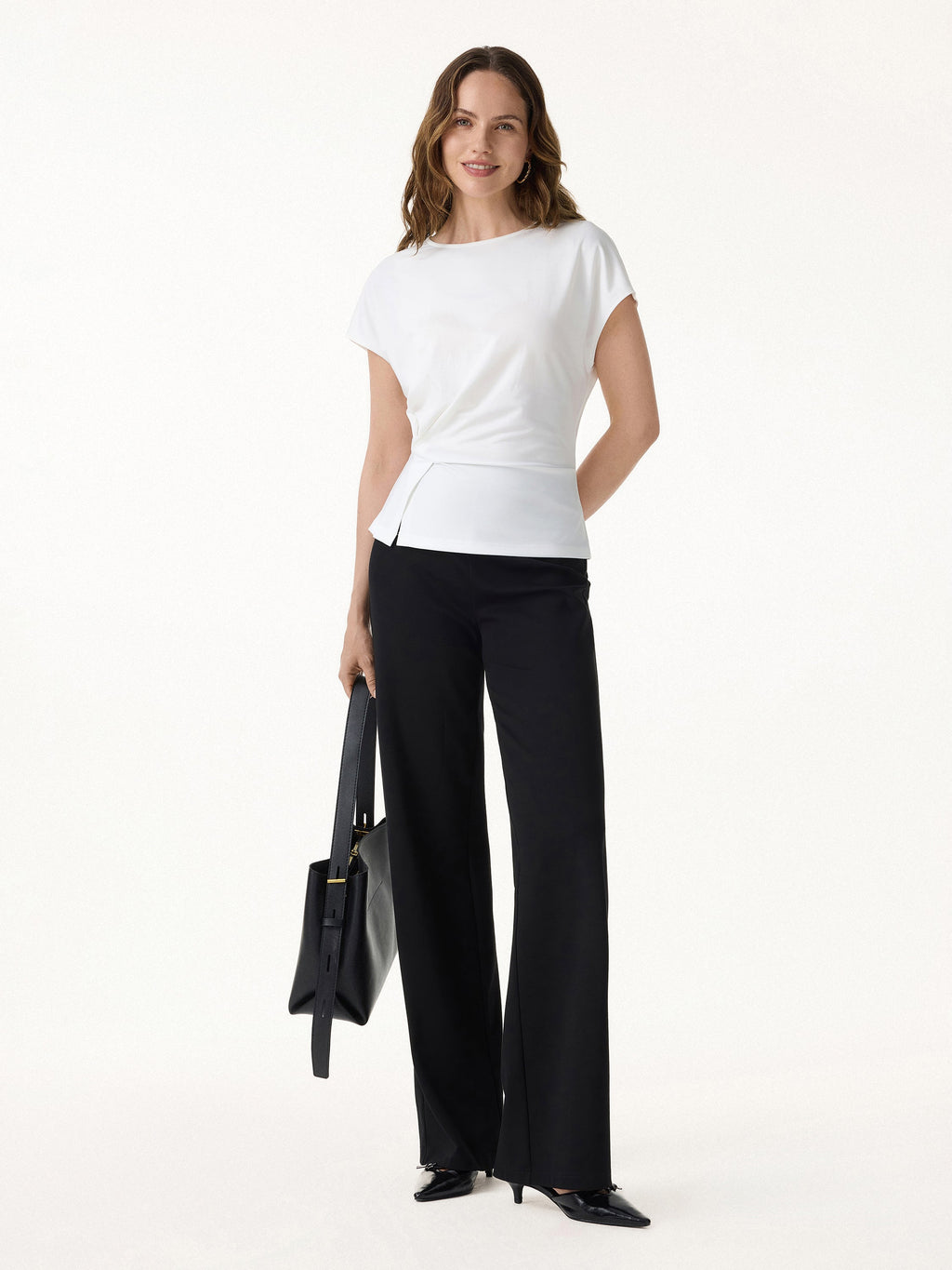 OGLmove Women's Cooling Ponte Relaxed Round Neck Tucked Top