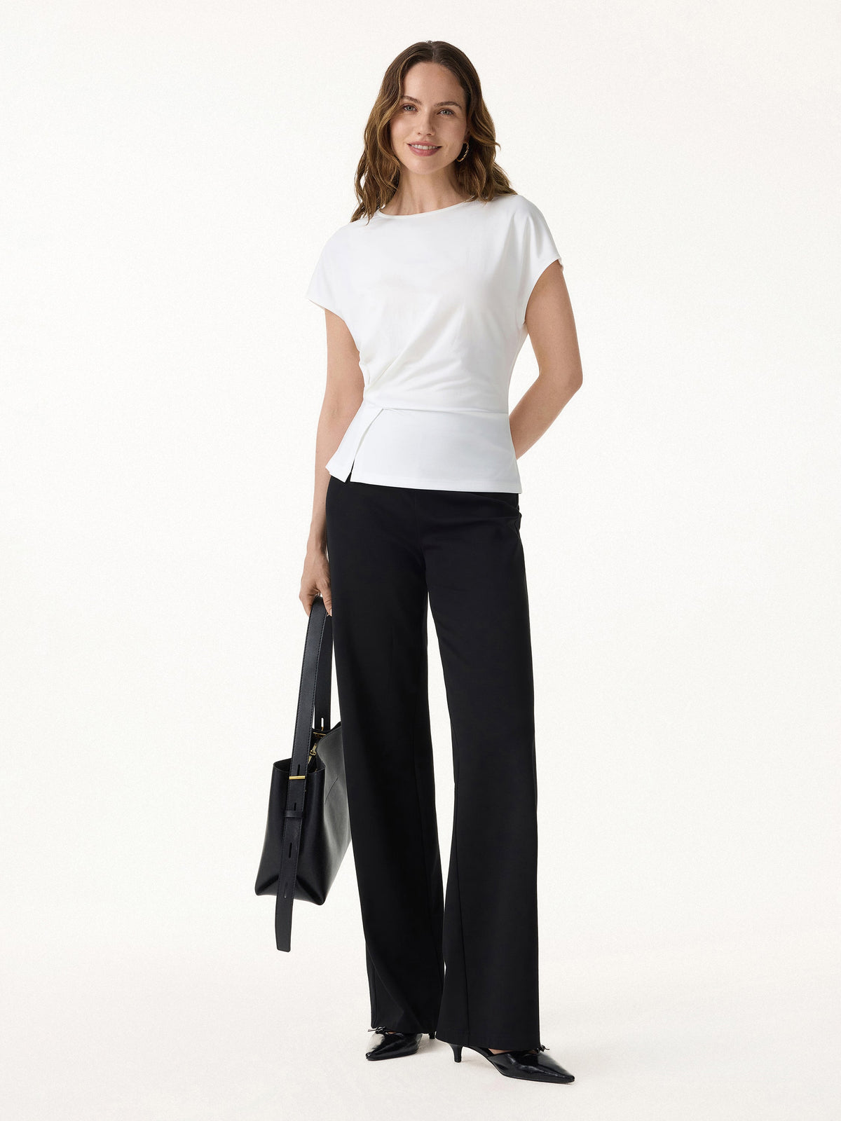 OGLmove Women's Cooling Ponte Relaxed Round Neck Tucked Top