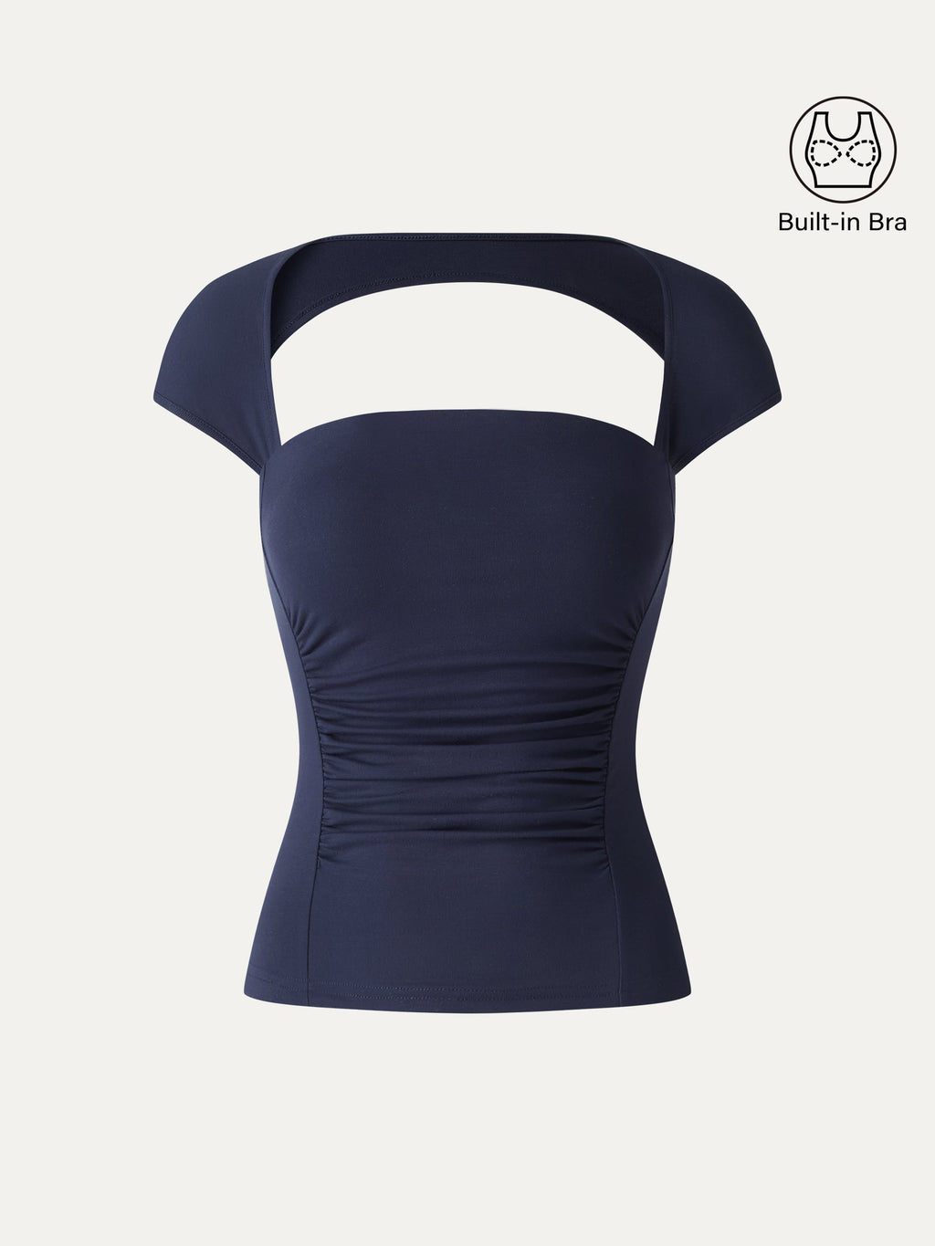 OGLmove Women's Square Neck Cutout Back Ruched Bra Top