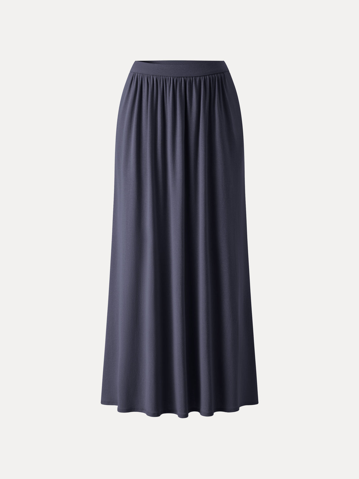 OGLmove Women's Soft Linen Knit Gathered A-Line Maxi Skirt with Pockets
