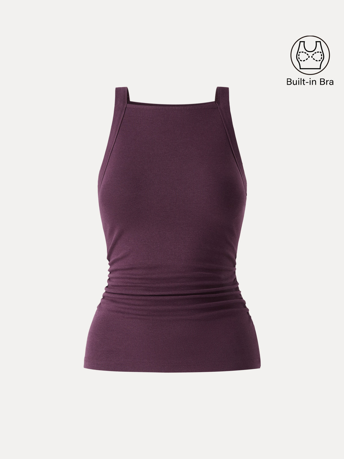 OGLmove Women's Square Neck Ruched Rib Bra Tank