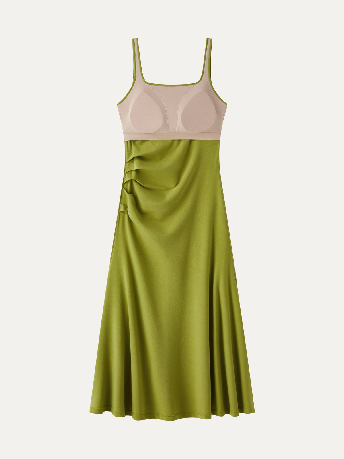 OGLmove Women's Square Neck Tucked Open Back Bra Midi Dress