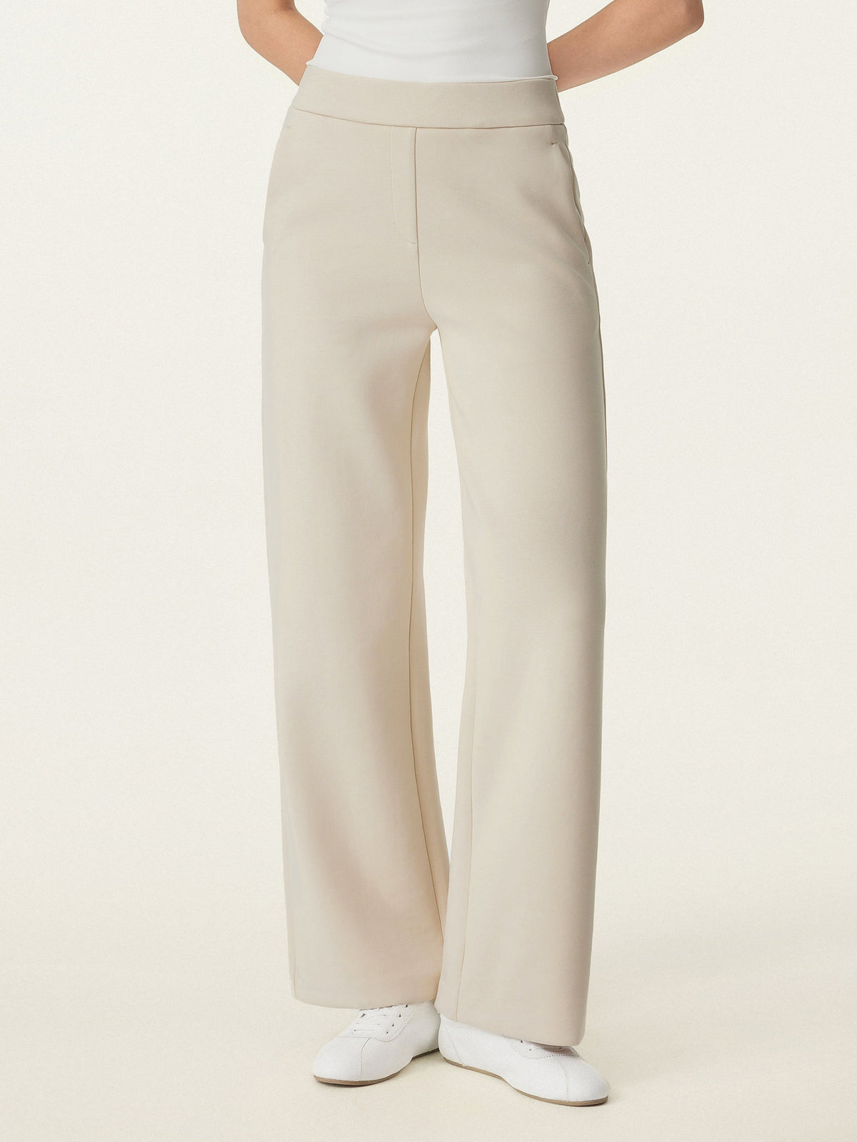 OGLmove Women's Textured Mid Rise Pull-on Straight Pant with Pockets