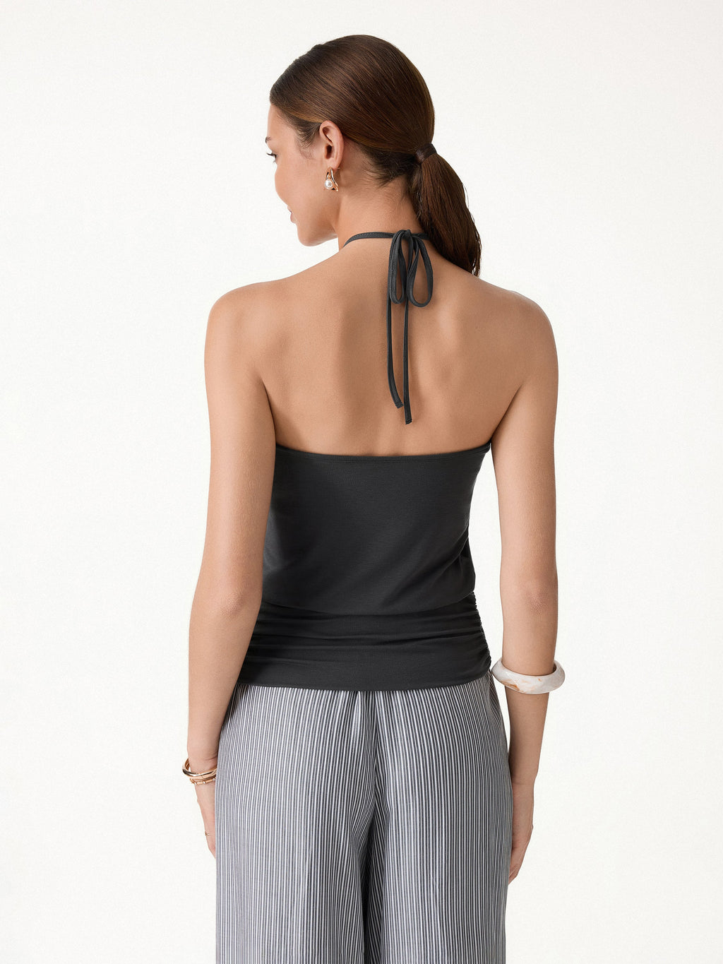 OGLmove Women's CoolTouch Halter Ruched Hem Bra Top