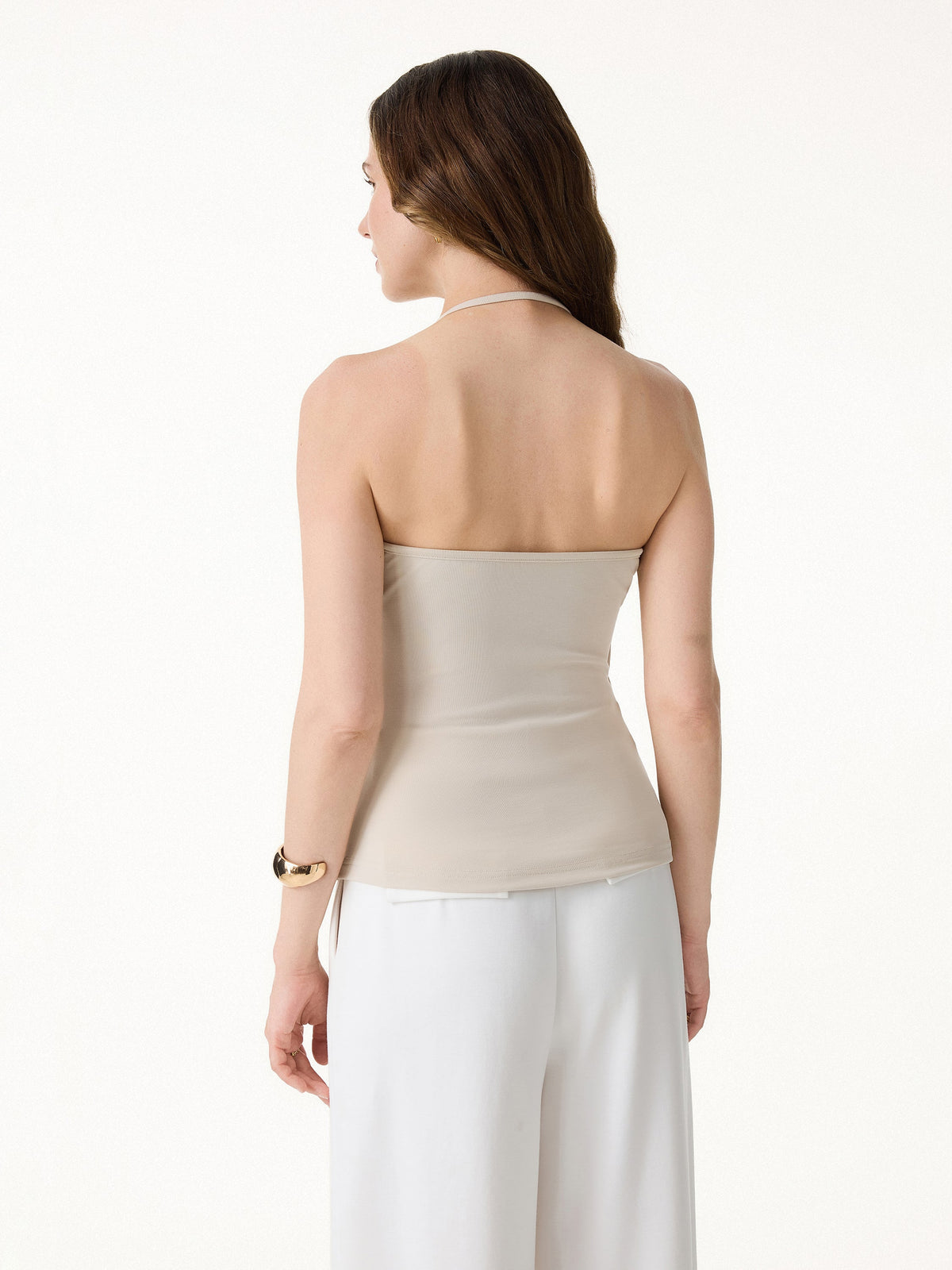 OGLmove Women's Modal Halter Neck Surplice Ruched Bandless Bra Top
