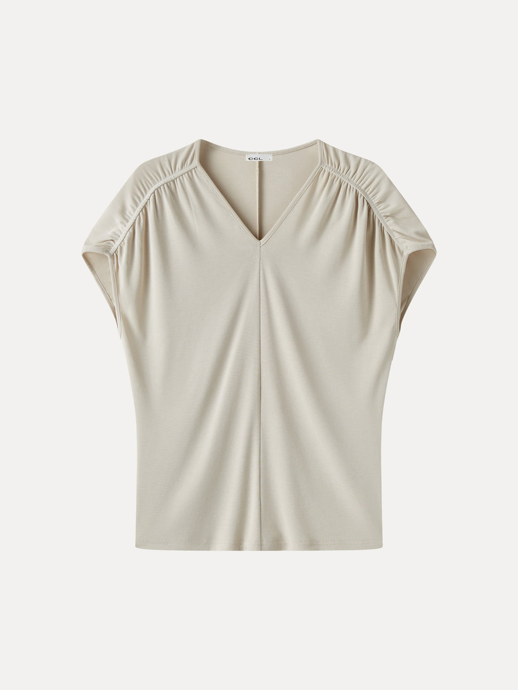 OGLmove Women's Modal Relaxed V-Neck Gathered Shoulder Top