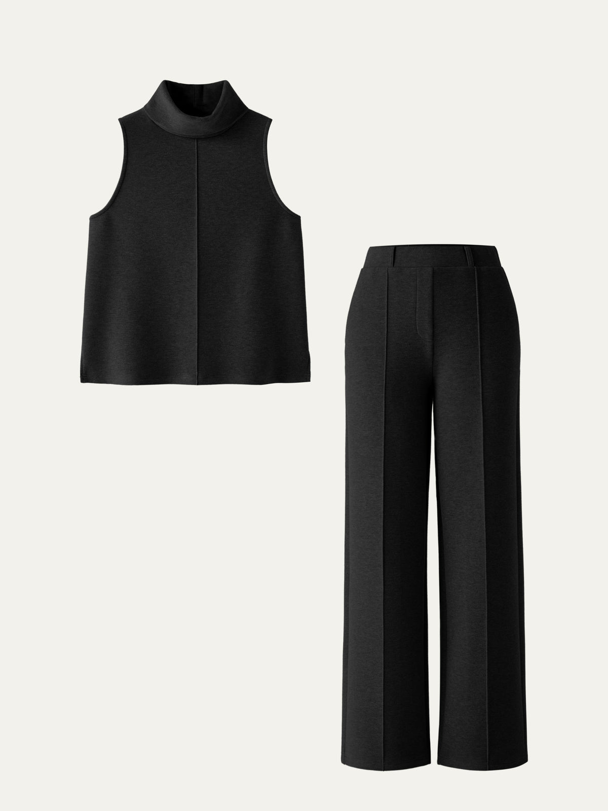 OGLmove Women's Regular Split Hem Top & High Waisted Straight Leg Pant Set