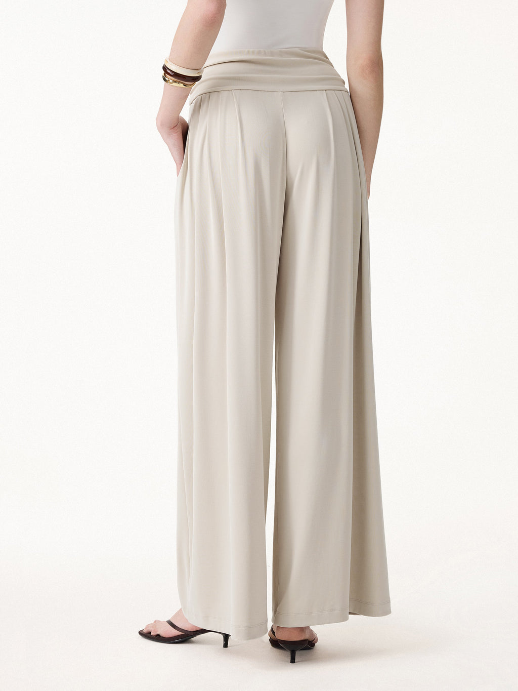 OGLmove Sandwashed Super Flowy Tucked Palazzo Pant with Pockets