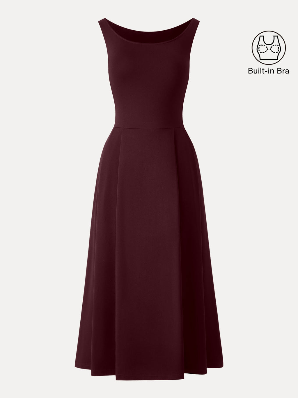 OGLmove Women's Balletic Scoop Neck Midi Bra Dress with Pockets