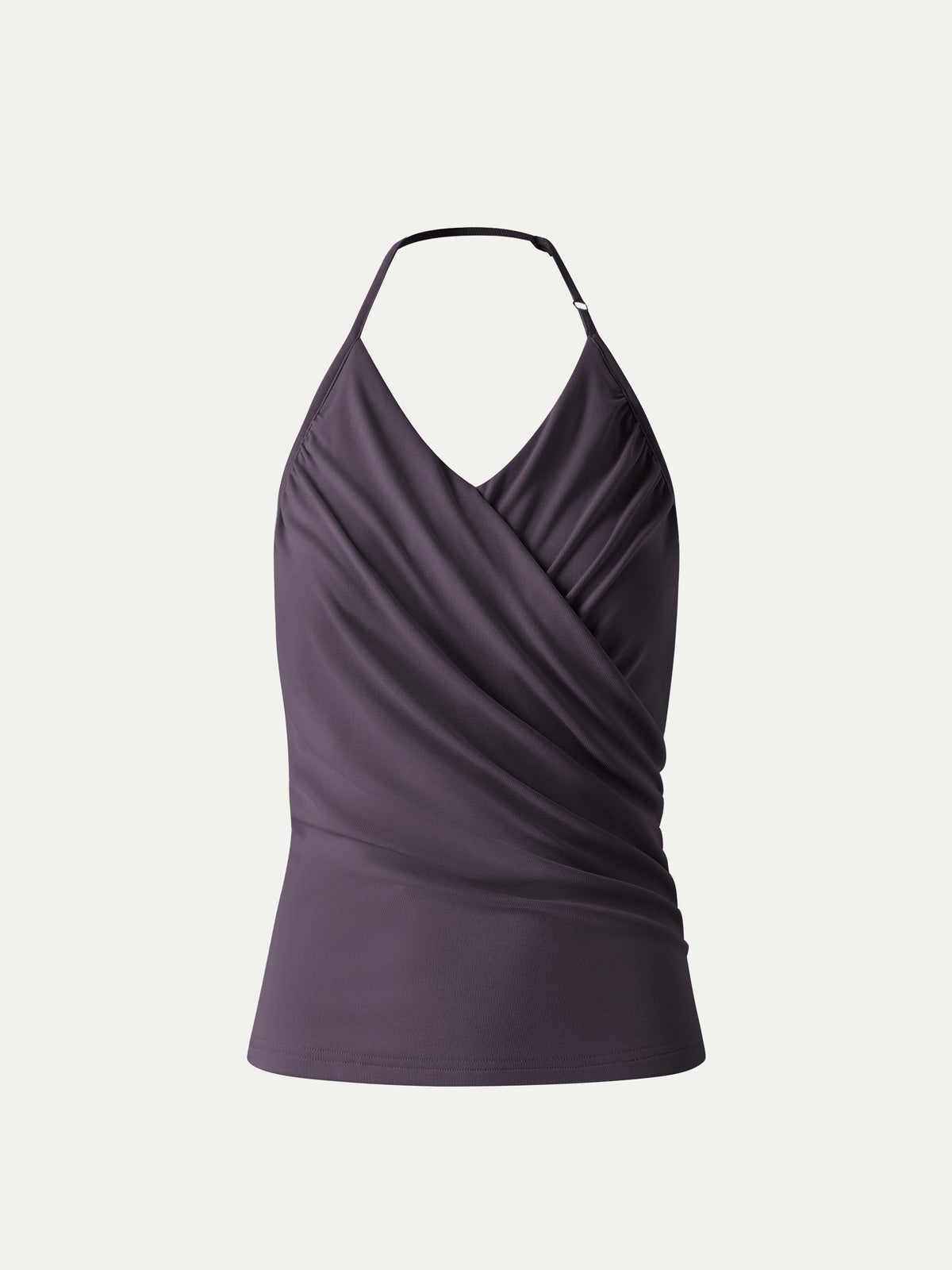 OGLmove Women's Modal Halter Neck Surplice Ruched Bandless Bra Top