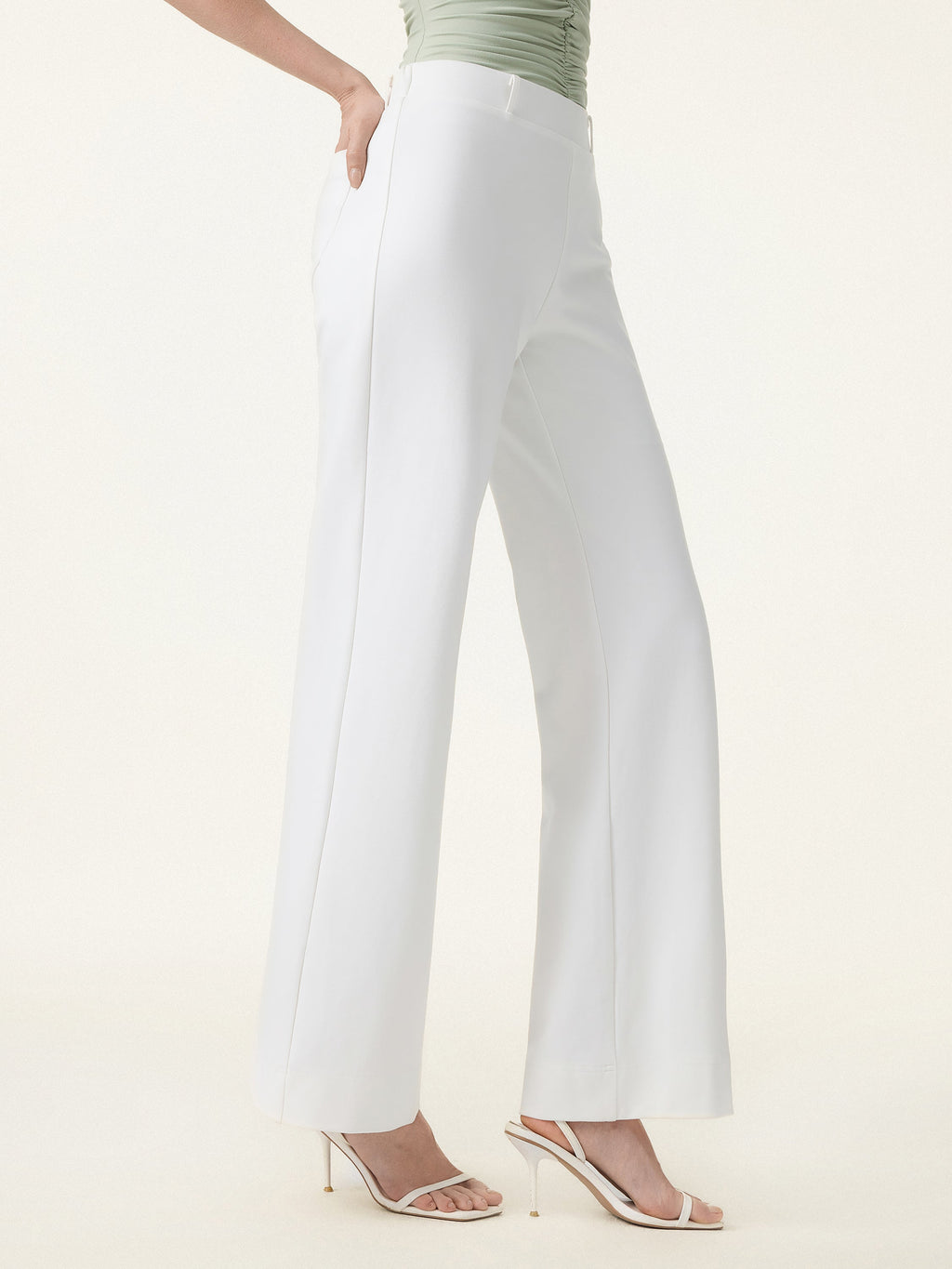 OGLmove Women's Not-See-Thru Drapey Mid Rise Wide Leg Pull-On Pants with Pockets