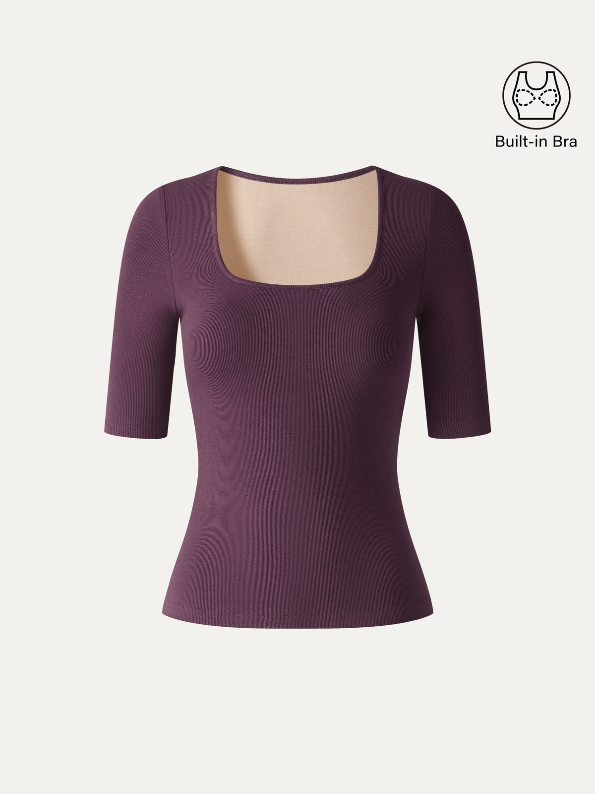 OGLmove Women's Eco-Mousse Square Neck Elbow Sleeve Bra Top