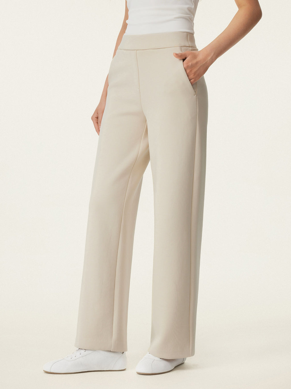 OGLmove Women's Textured Mid Rise Pull-on Straight Pant with Pockets