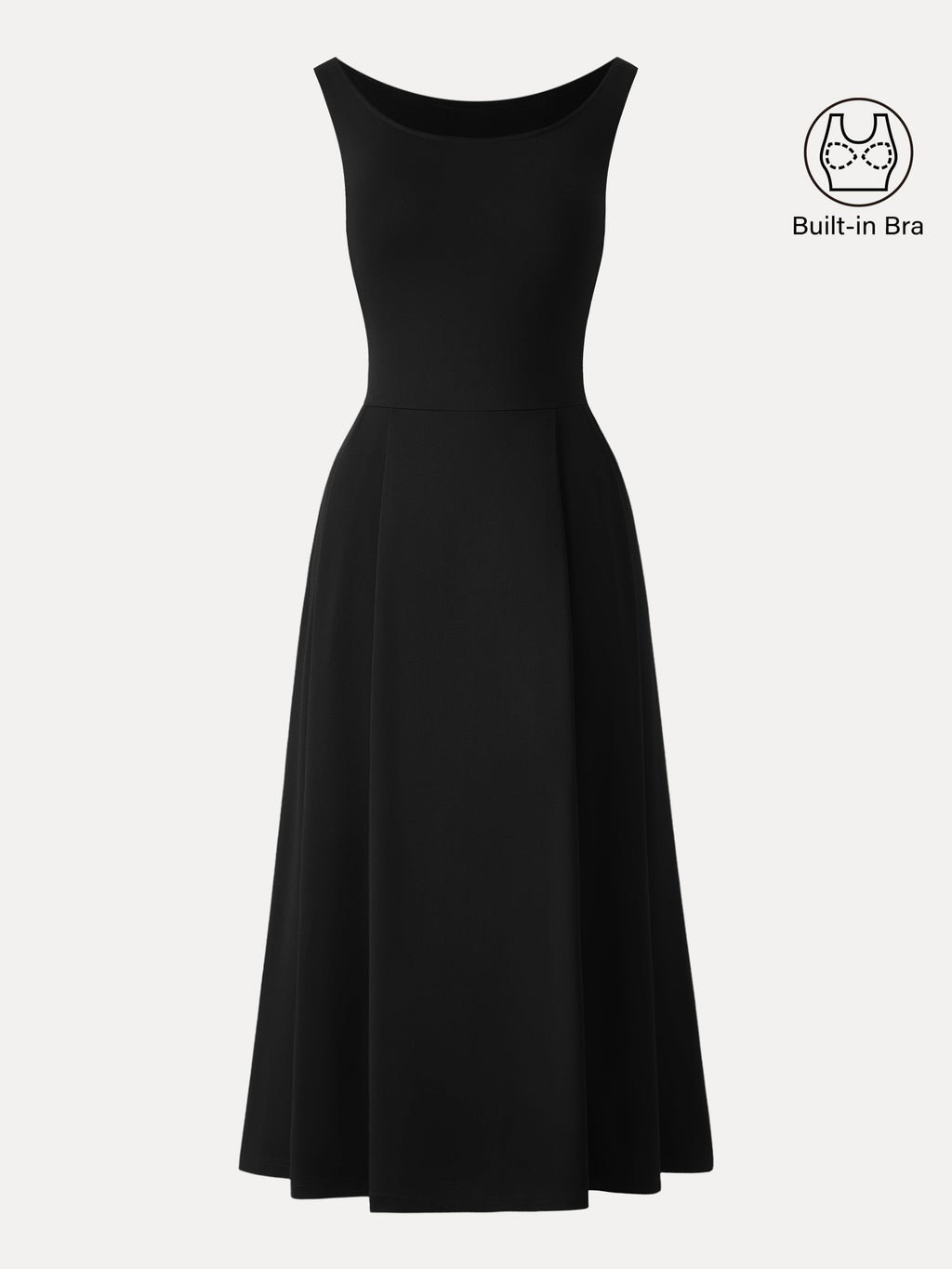 OGLmove Women's Balletic Scoop Neck Midi Bra Dress with Pockets