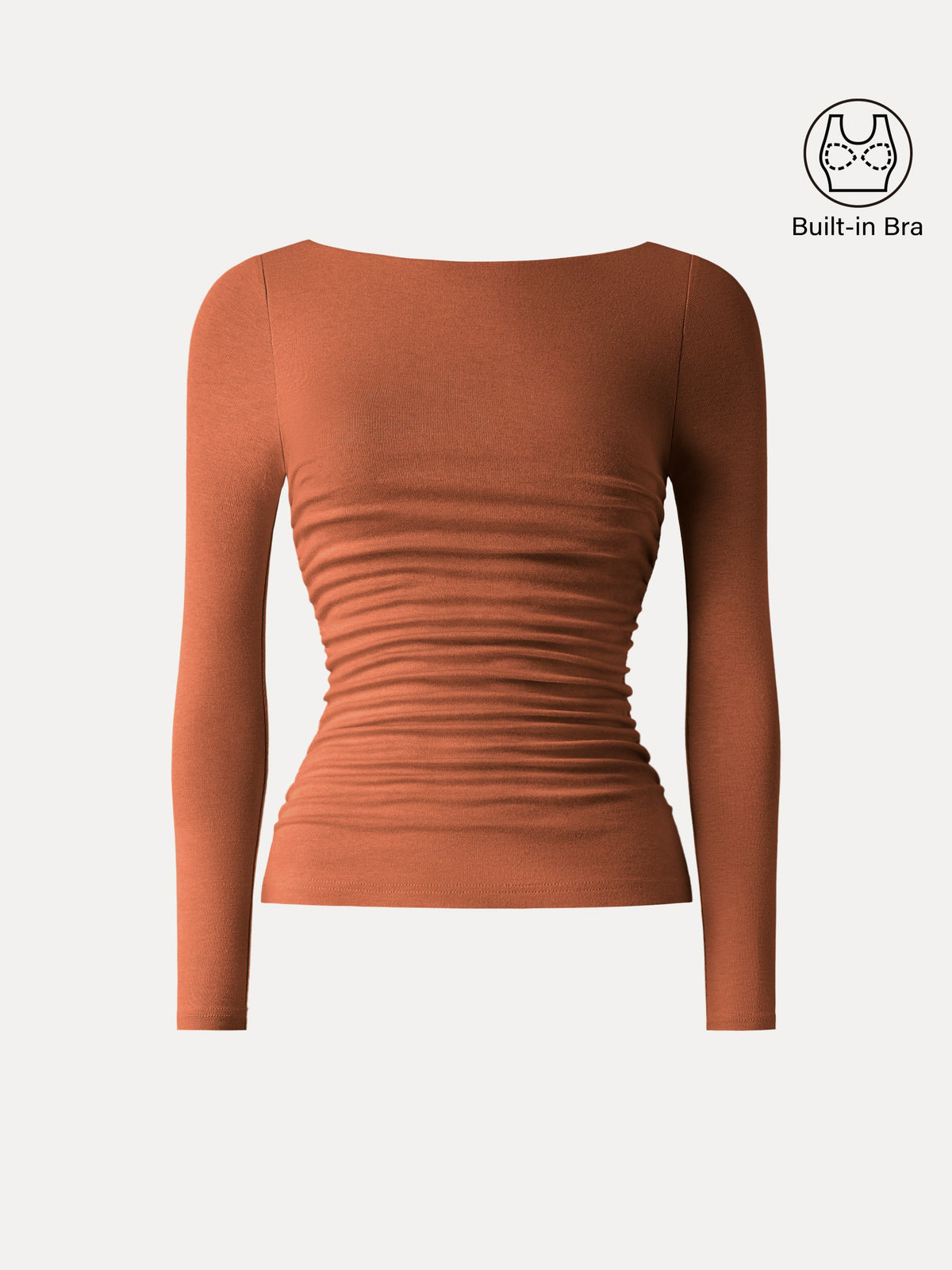 OGLmove Women's Light Warm Boatneck Ruched Bra Top