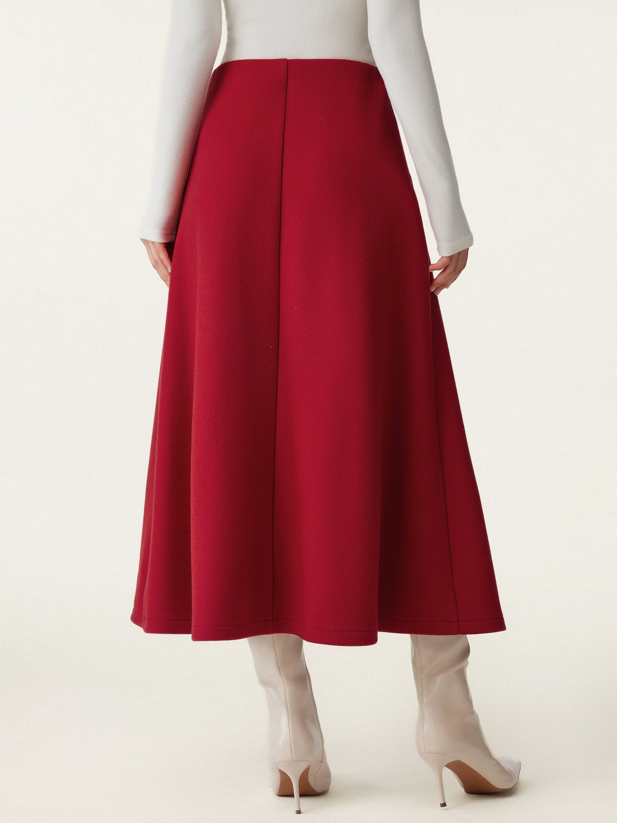 OGLmove Women's Wool-like Frog Button A-Line Midi Skirt