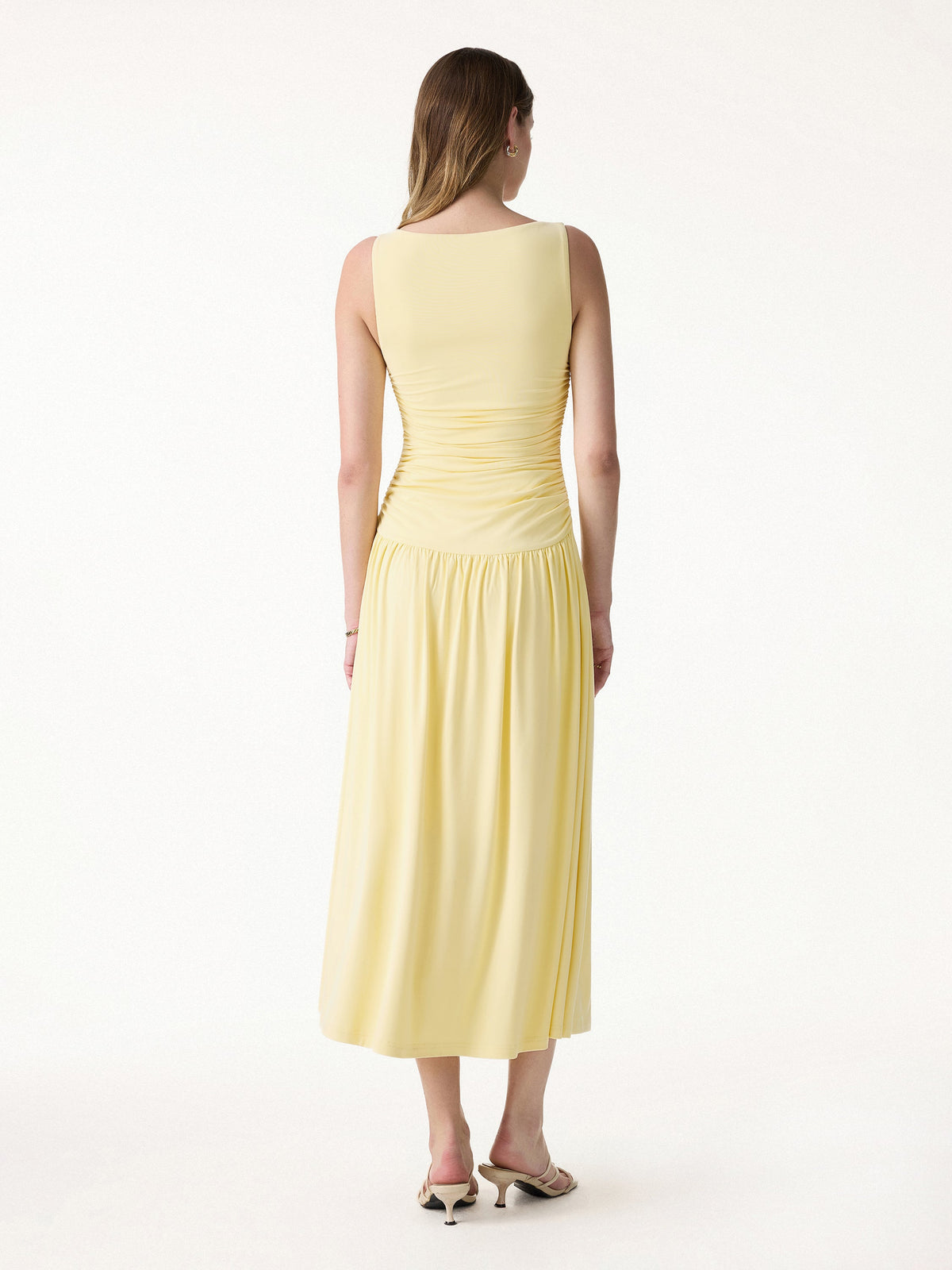 OGLmove Women's SkinKiss Cooling Boatneck Ruched Midi Bra Dress