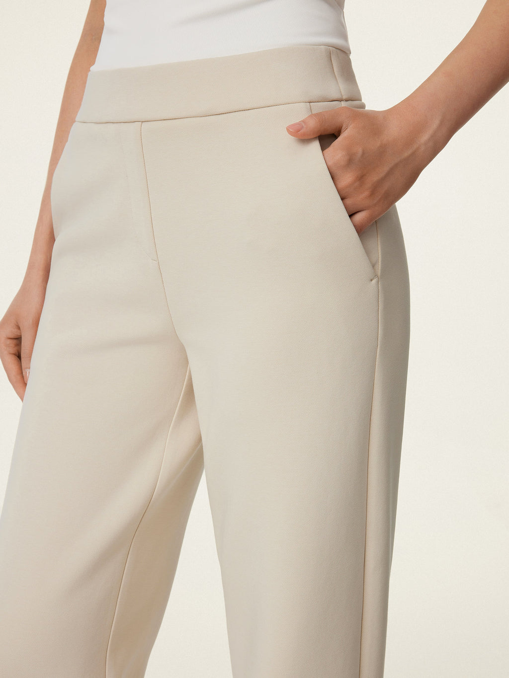 OGLmove Women's Textured Mid Rise Pull-on Straight Pant with Pockets