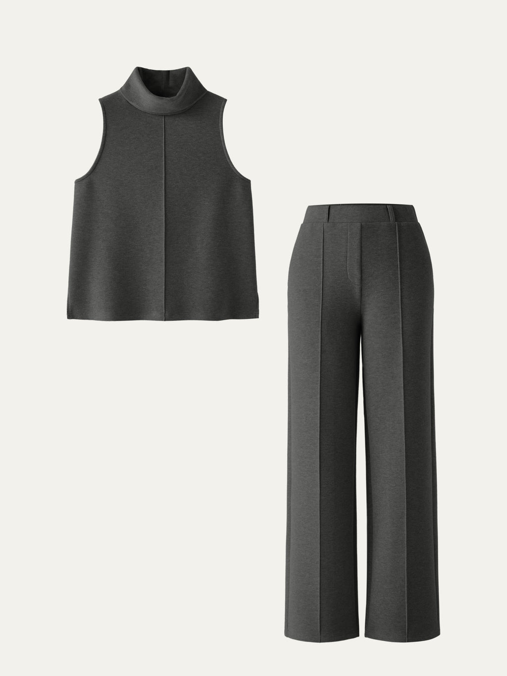 OGLmove Women's Regular Split Hem Top & High Waisted Straight Leg Pant Set