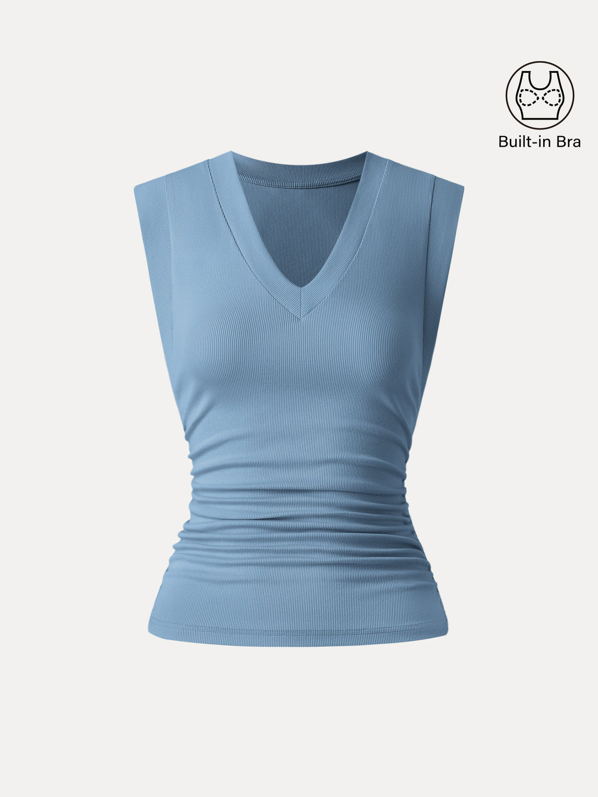 OGLmove Women's Stretch Cotton V-Neck Side Ruched Muscle Bra Top