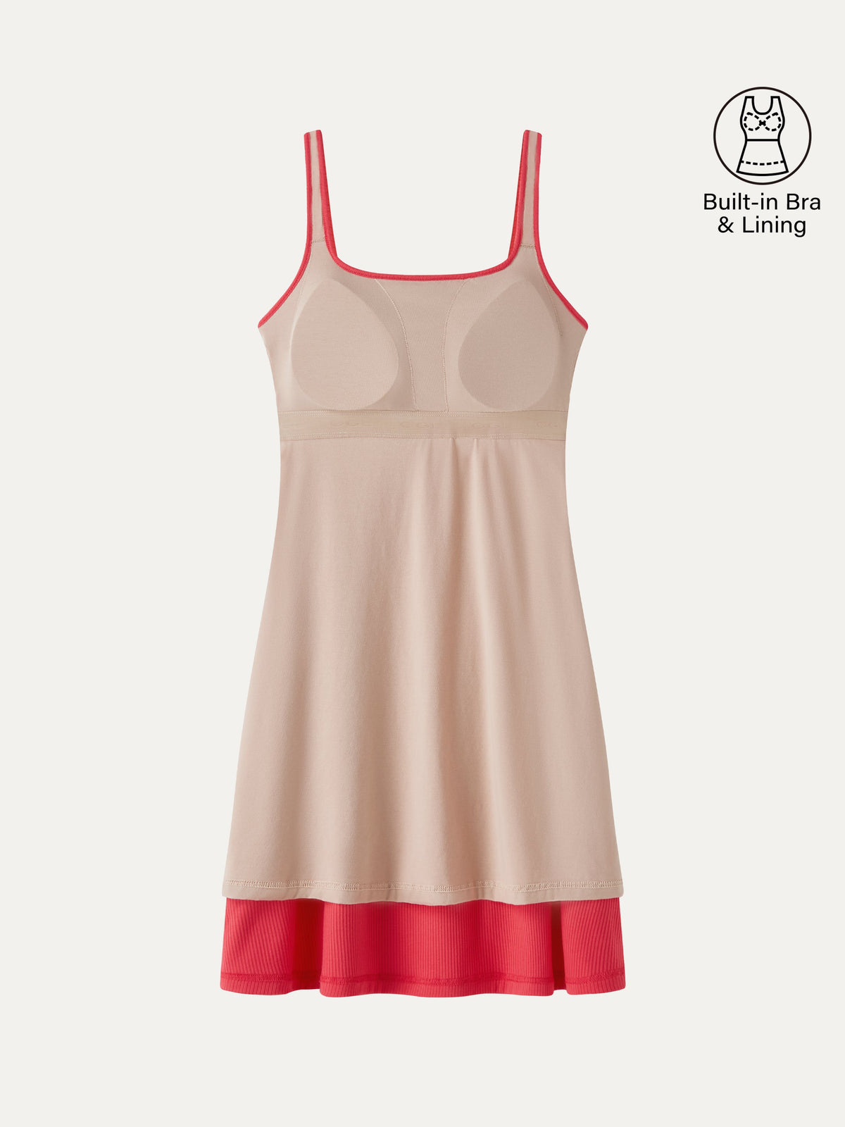 OGLmove Women's CoolTouch Square Neck Sleeveless Bra Mini Dress