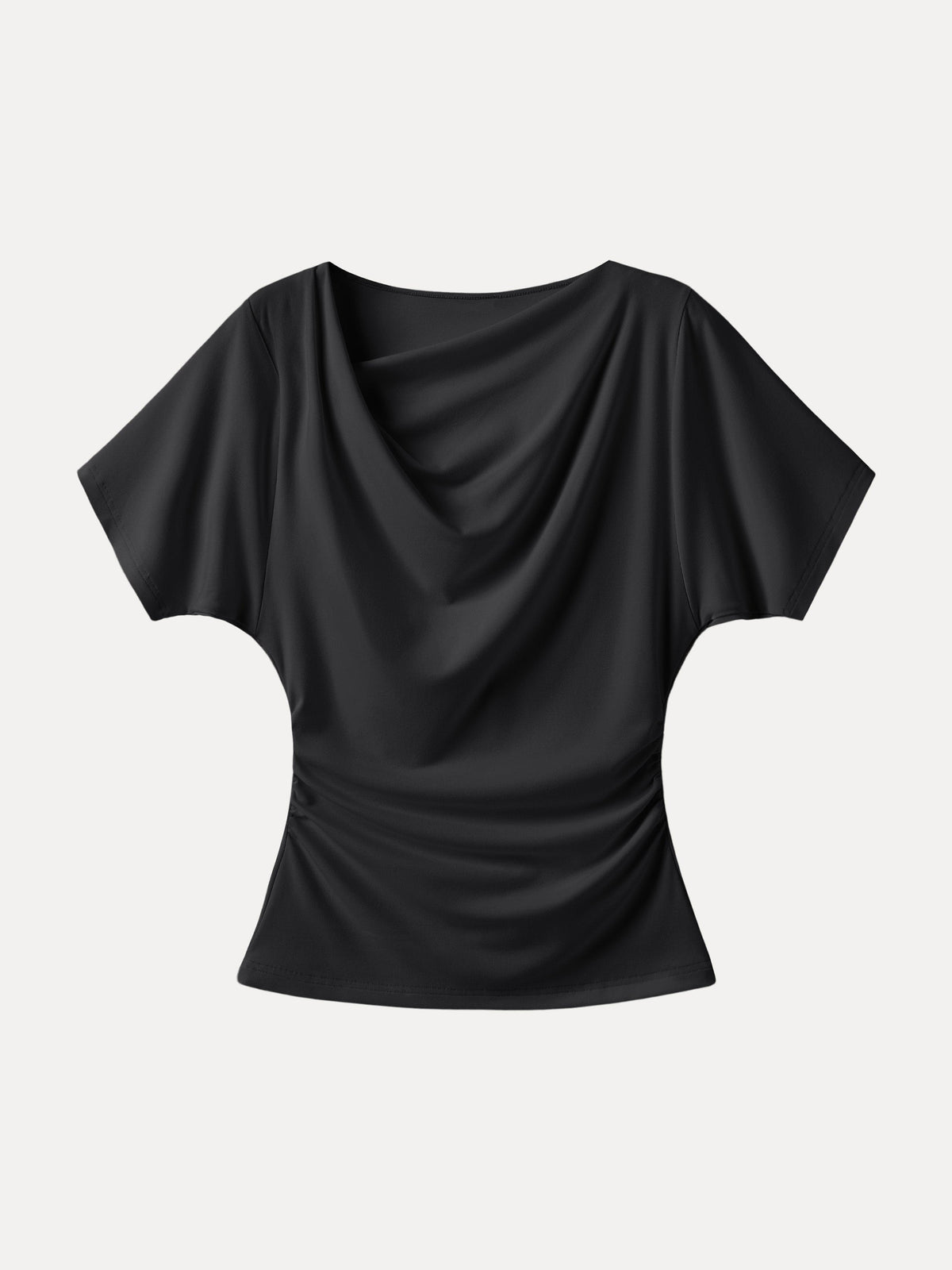 OGLmove Women's Asymmetrical Cowl Neck Ruched Top