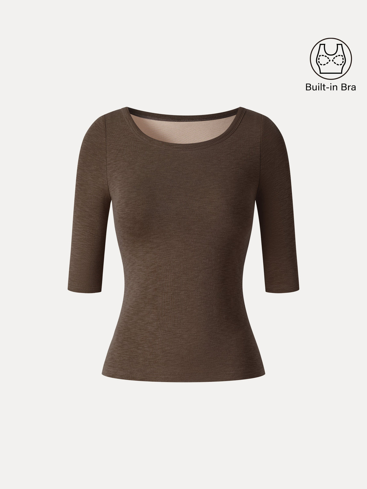 OGLmove Women's Eco-Mousse Round Neck Elbow Sleeve Bra Top
