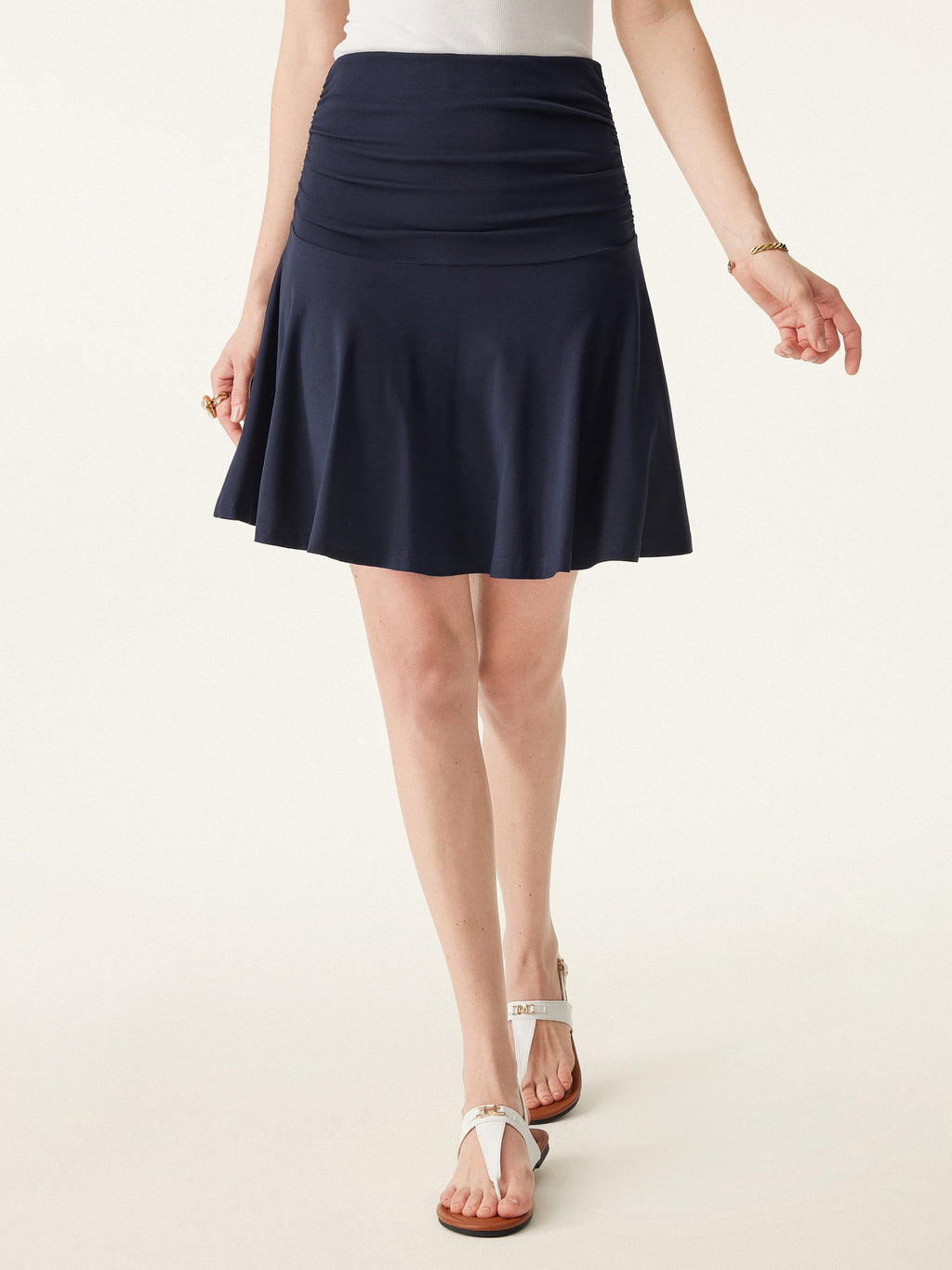 OGLmove Women's Essential Ruched Mini Circle Skirt with Lined Shorts