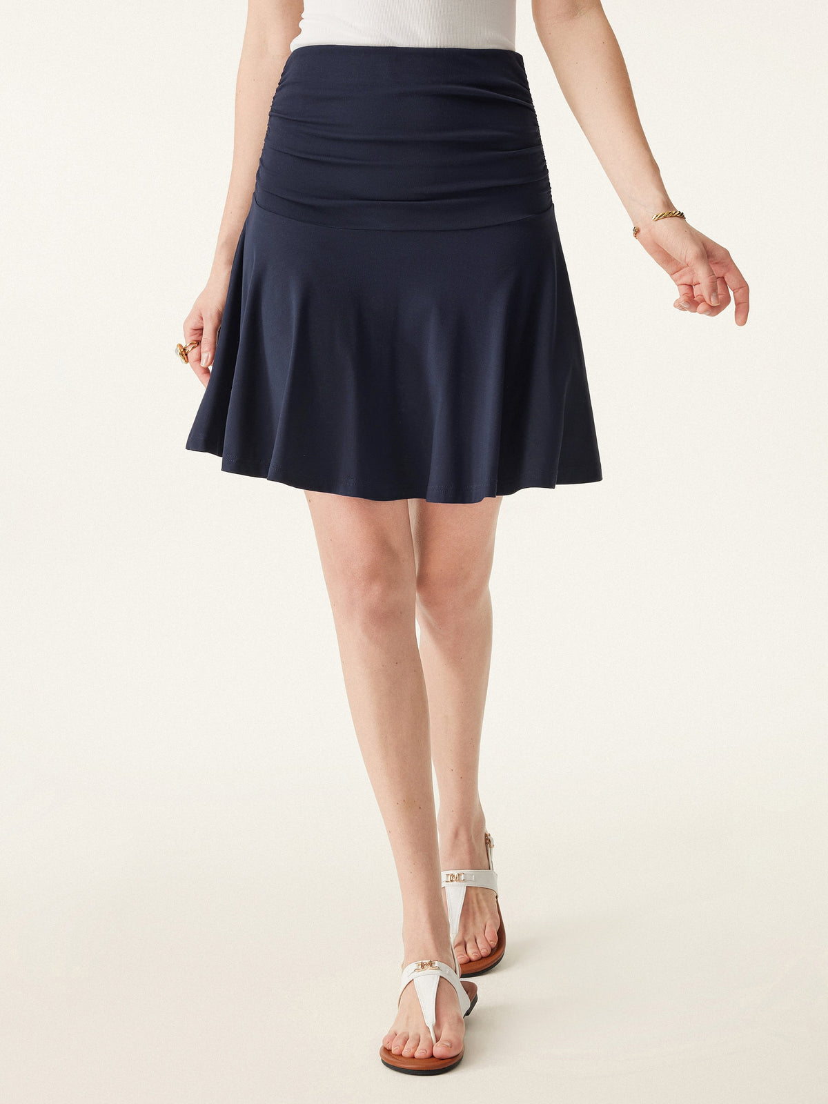 OGLmove Women's Essential Ruched Mini Circle Skirt with Lined Shorts