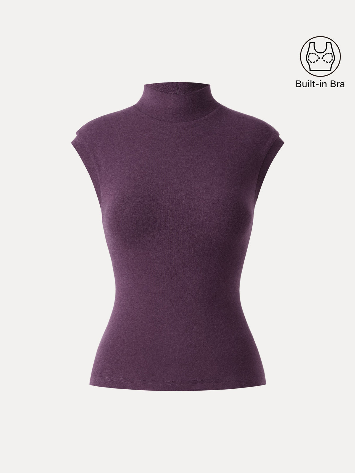 OGLmove Women's Stretch Cotton Mock Neck Cap Sleeve Brami Top