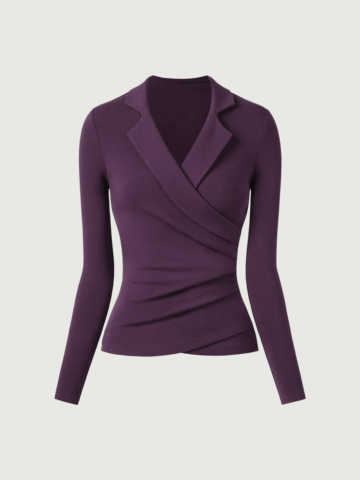 OGLmove Women's Collared Surplice Long Sleeve Top