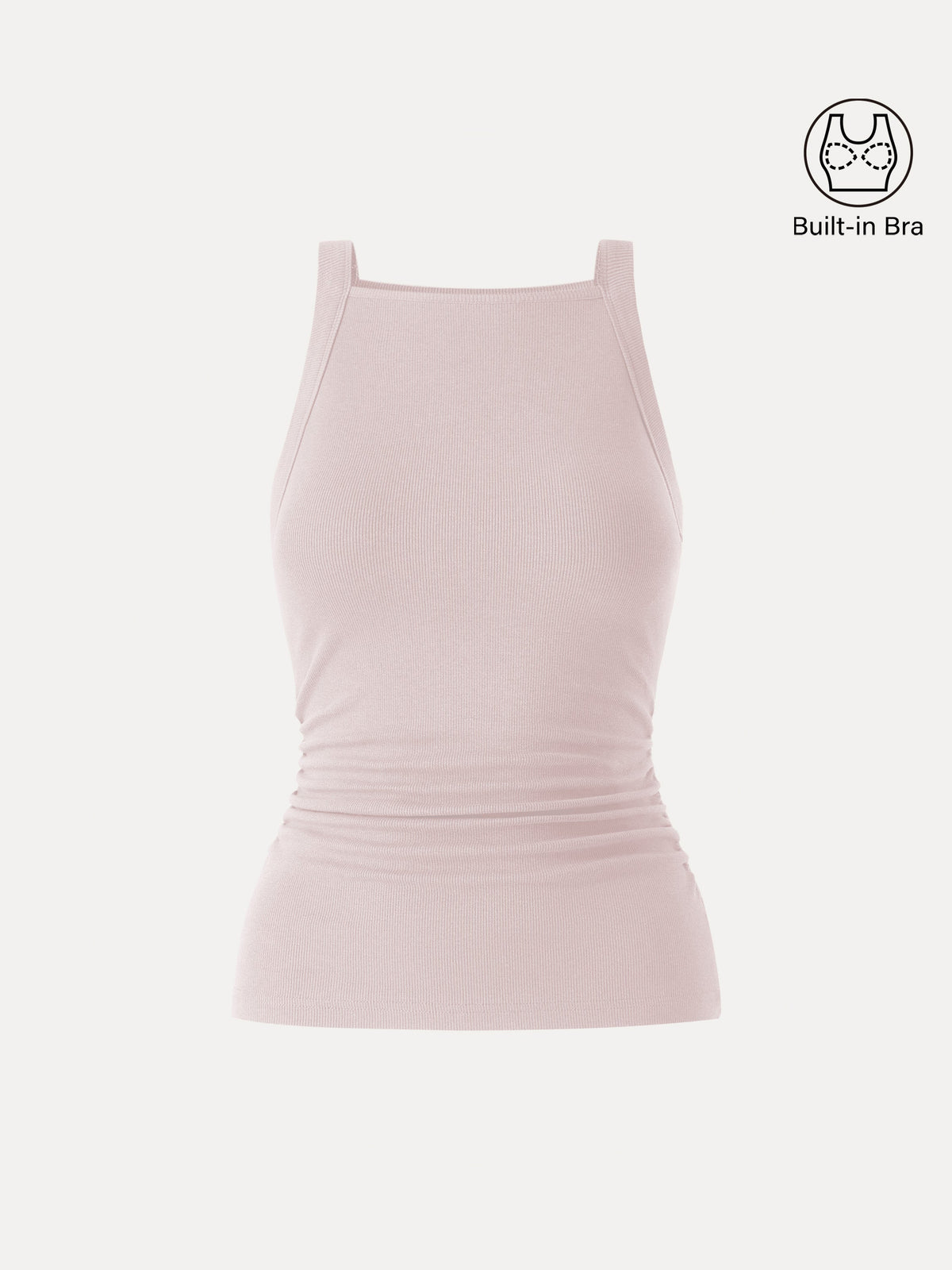 OGLmove Women's Square Neck Ruched Rib Bra Tank