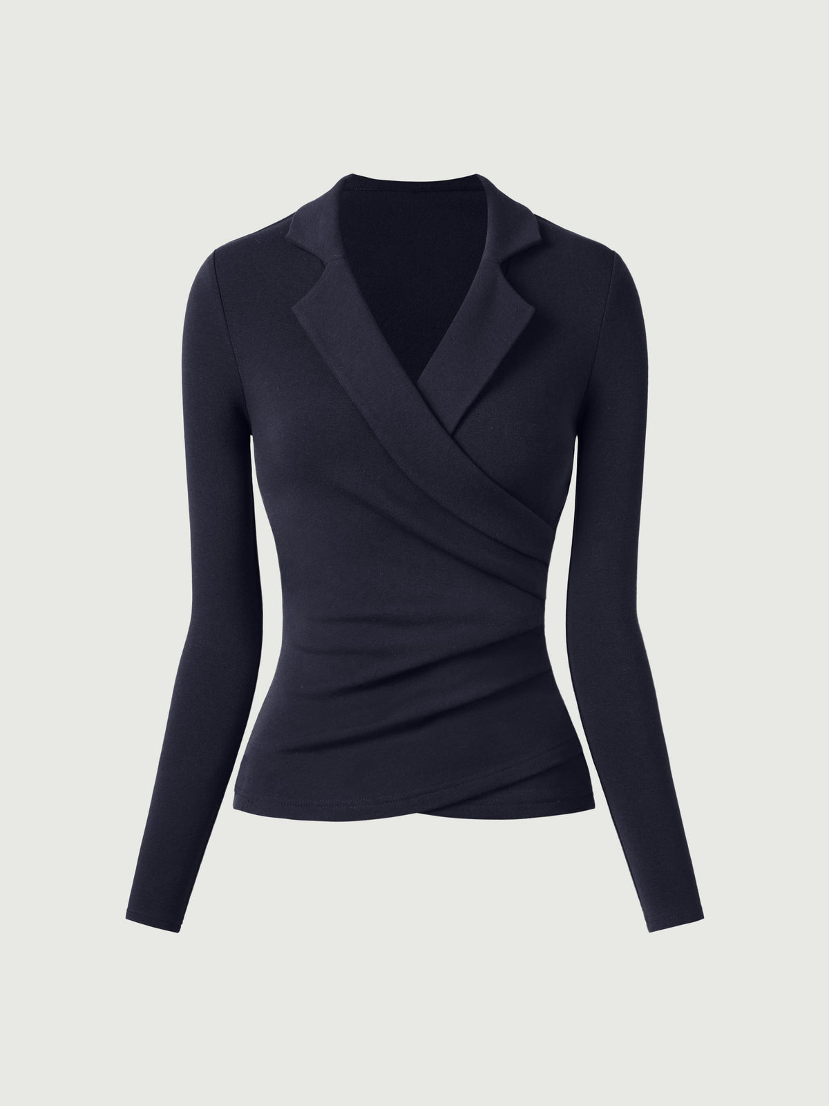 OGLmove Women's Collared Surplice Long Sleeve Top