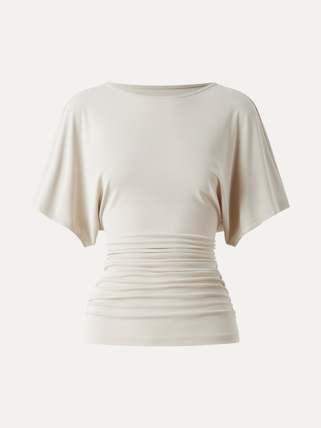 OGLmove Women's Effortless Boatneck Batwing Sleeve Side Ruched Top