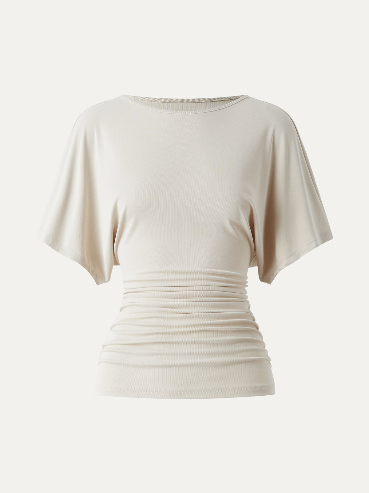 OGLmove Women's Effortless Boatneck Batwing Sleeve Side Ruched Top