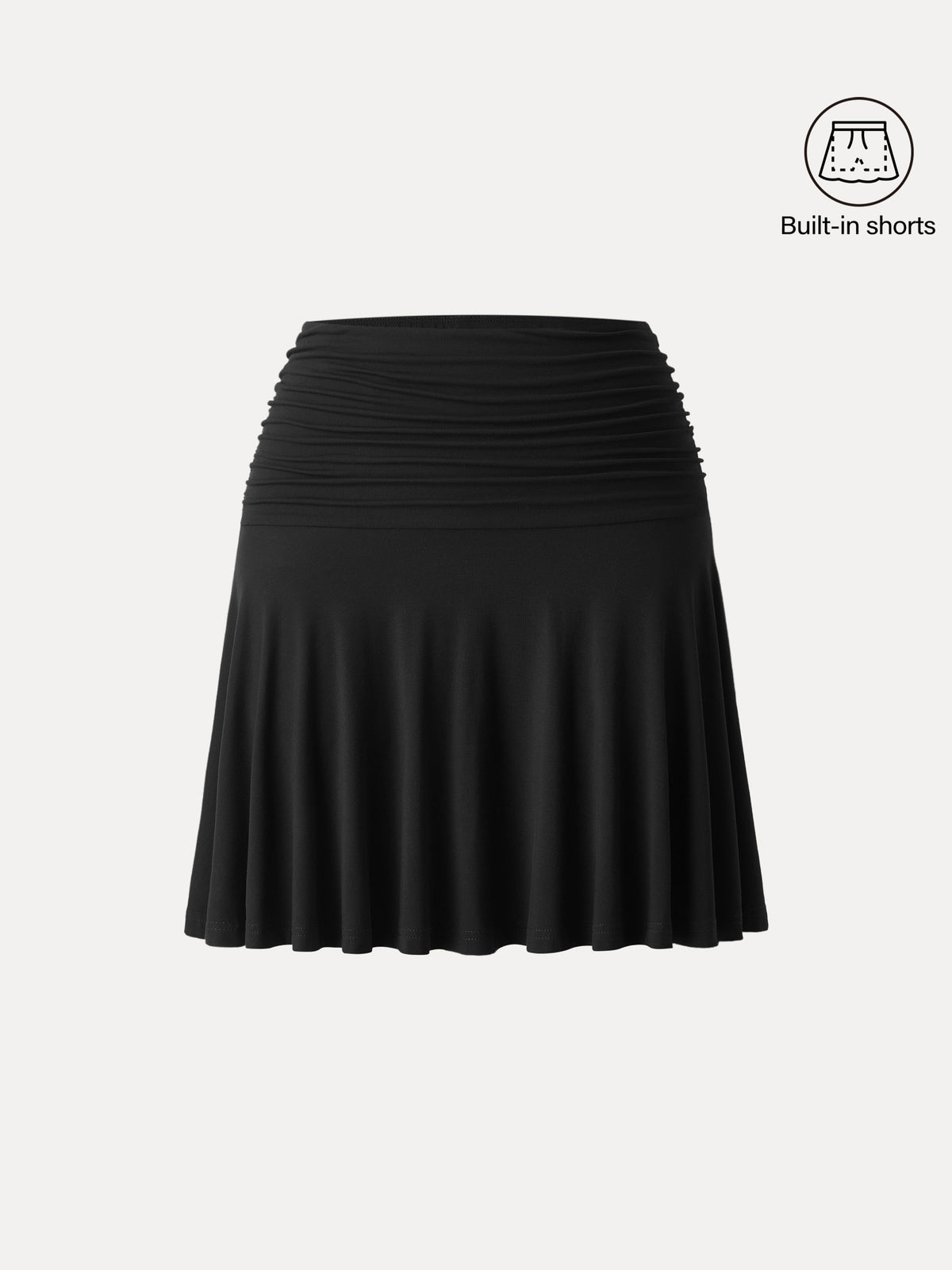 OGLmove Women's Essential Ruched Mini Circle Skirt with Lined Shorts