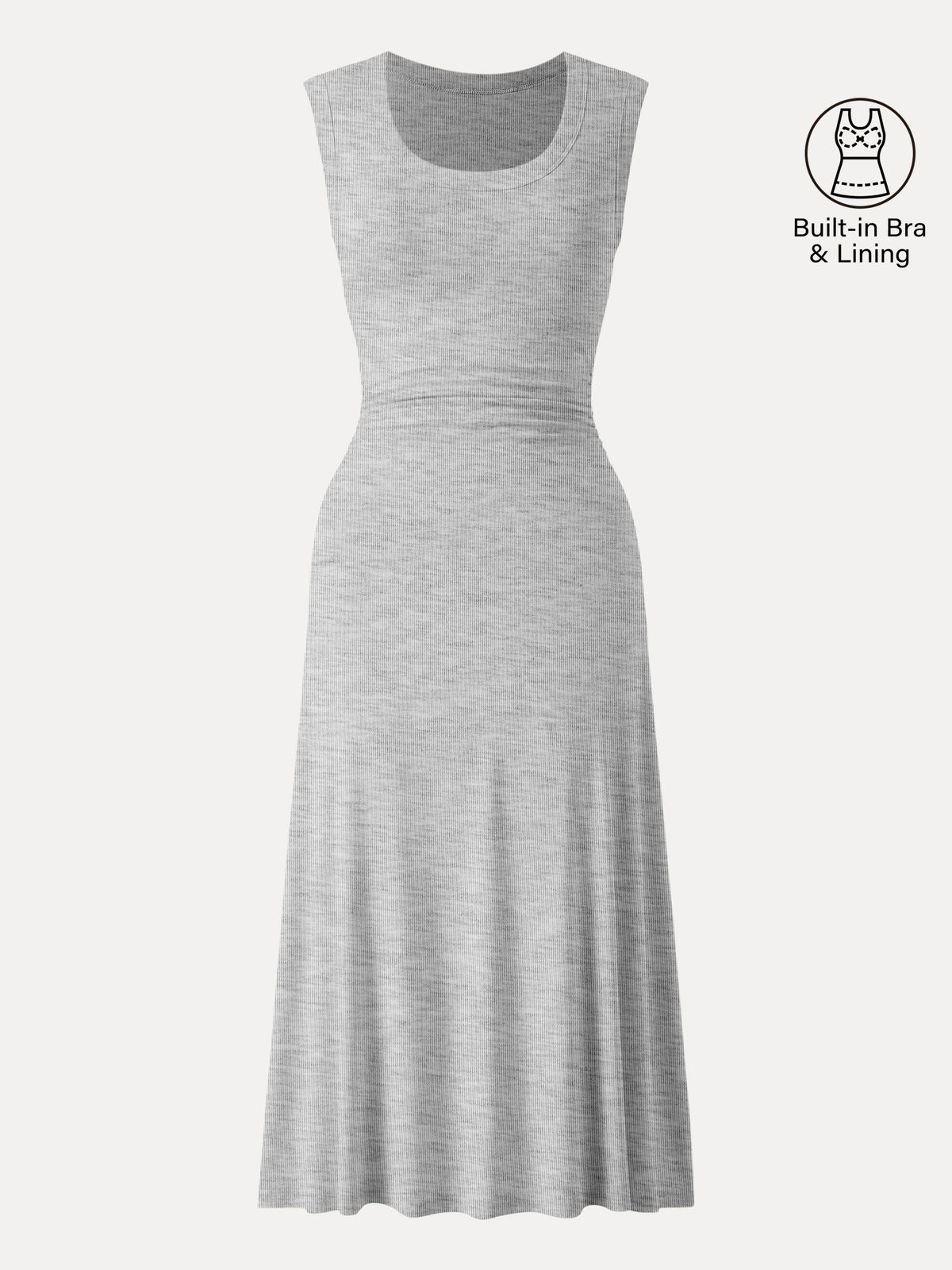 OGLmove Women's Scoop Neck Side Ruched New Airy Bra Midi Dress