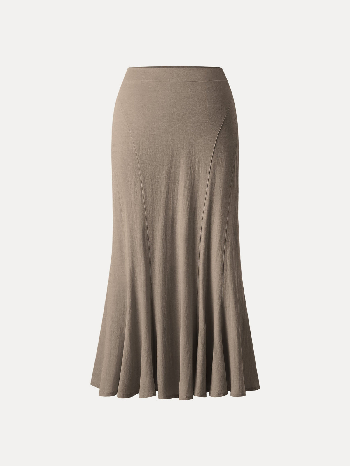OGLmove Women's Wrinkle-Resistant Cotton-Linen Pull-On Midi Skirt