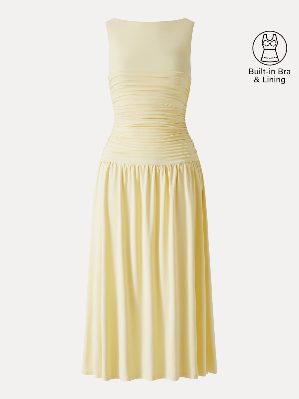 OGLmove Women's SkinKiss Cooling Boatneck Ruched Midi Bra Dress