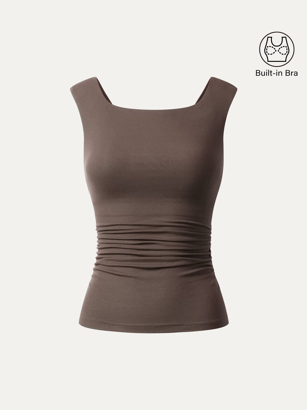 OGLmove Women's Boatneck Low Back Gathered Bra Top