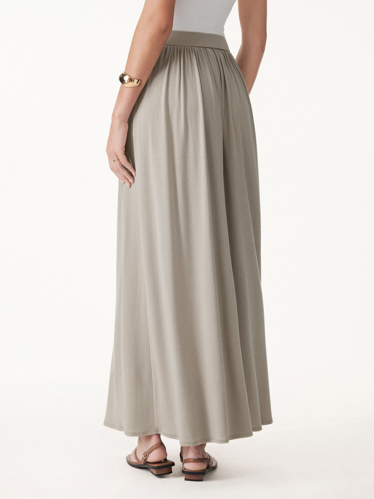 OGLmove Linen Knit Gathered A-Line Maxi Skirt