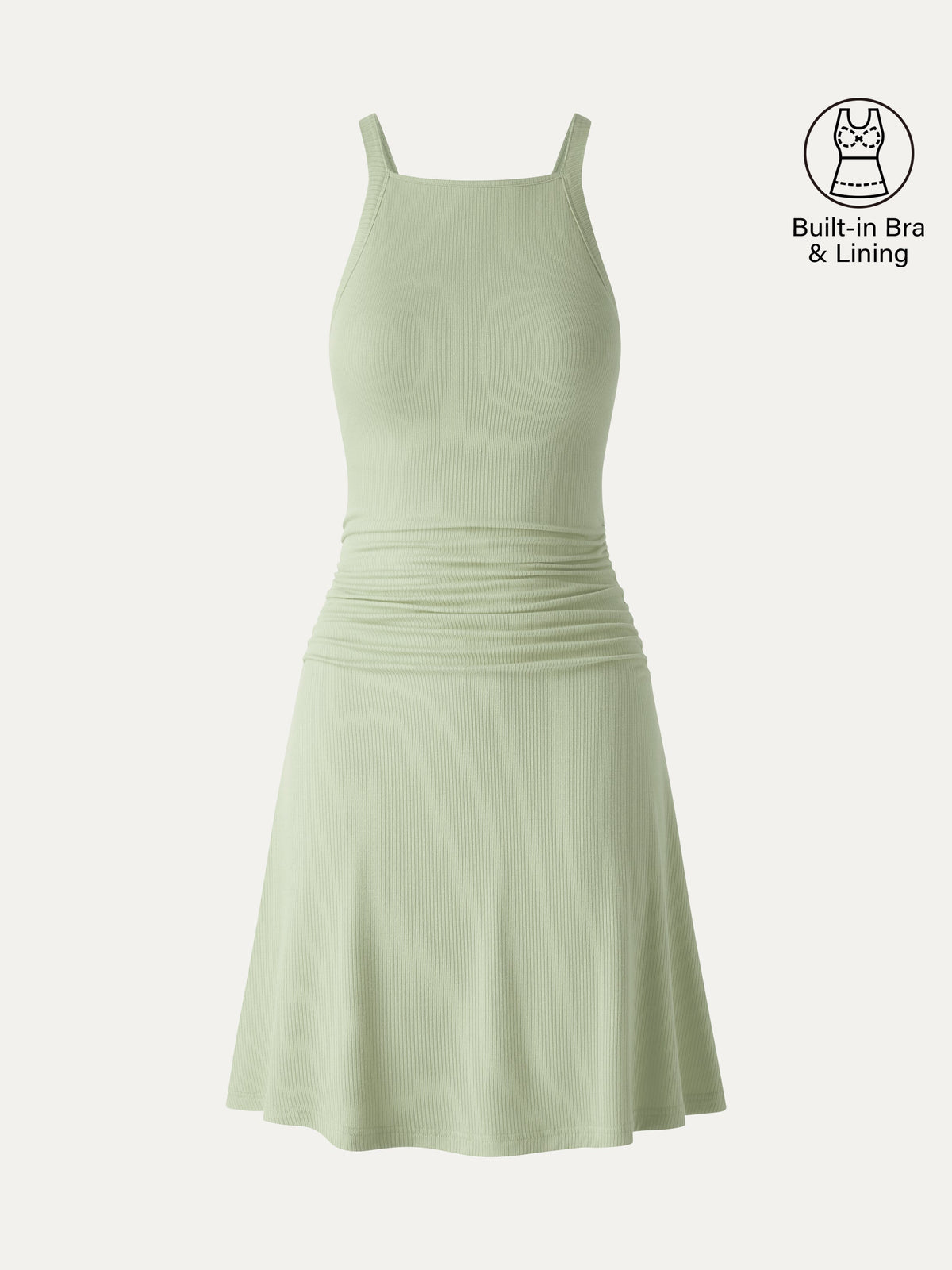 OGLmove Women's CoolTouch Square Neck Sleeveless Mini Bra Dress
