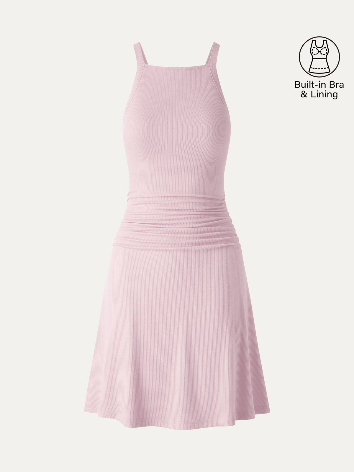 OGLmove Women's CoolTouch Square Neck Sleeveless Mini Bra Dress