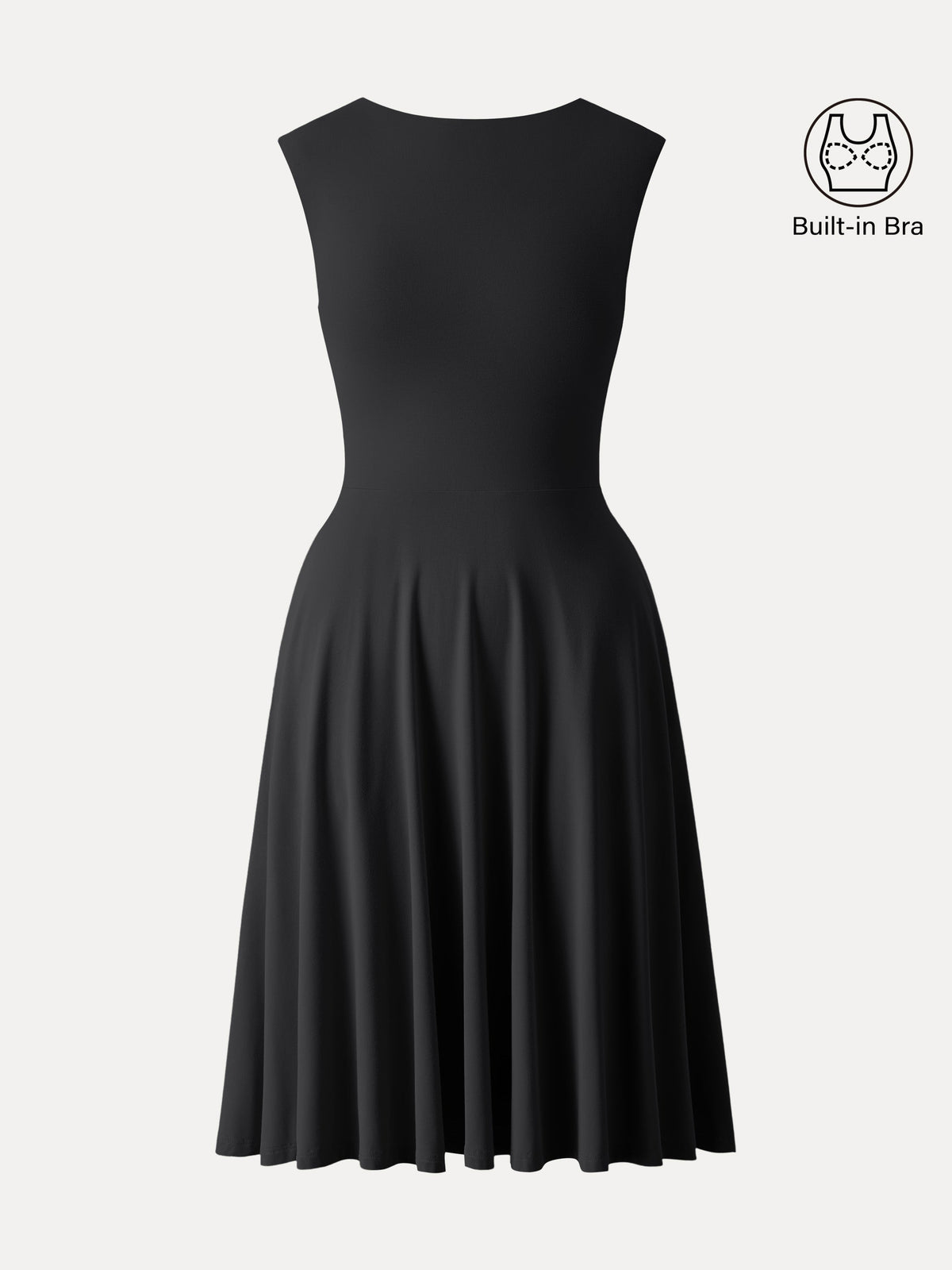 OGLmove Women's SkinKiss Boatneck Wide Shoulder Bra Dress with Pockets
