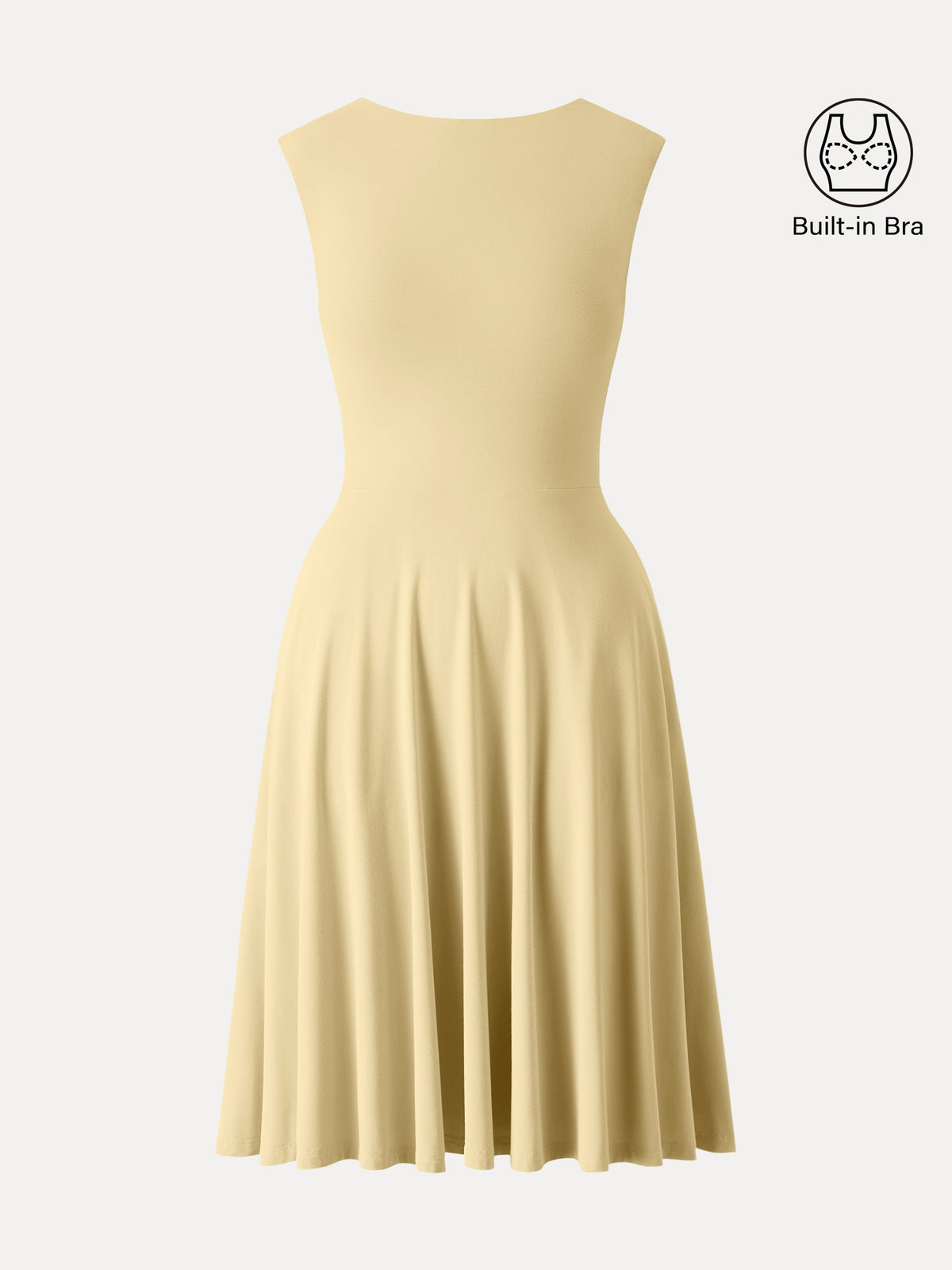 OGLmove Women's SkinKiss Boatneck Wide Shoulder Bra Dress with Pockets